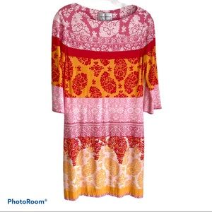 Donna Morgan Pink & Orange Floral Print Dress Size 6